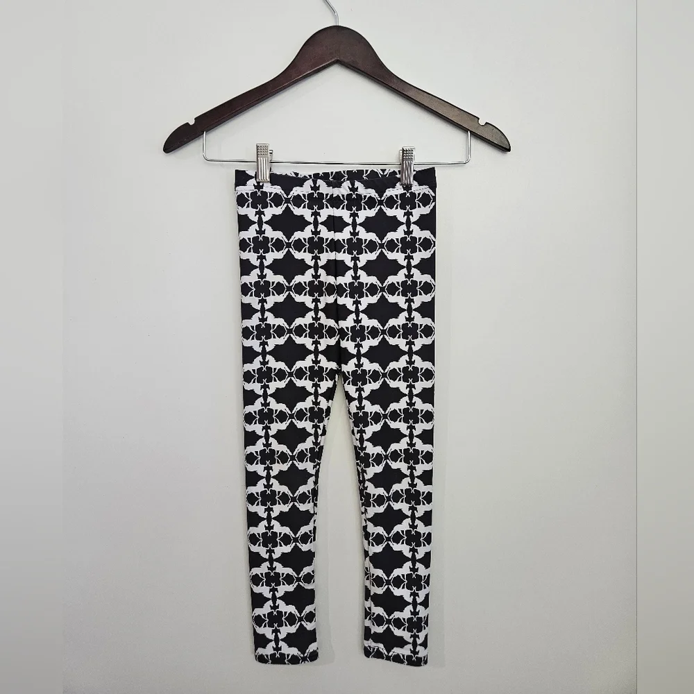 Forza Cavallo Kids Eco-Poly Leggings Monochrome‎ Equestrian Print Size 6/8